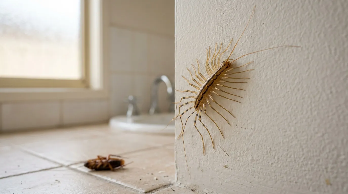 Deux cafards dans une salle de bain moderne près du lavabo