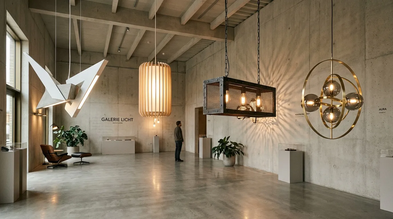 Showroom avec suspensions design et lampes modernes